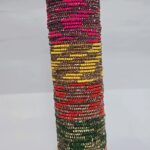 brass stone metal bangle