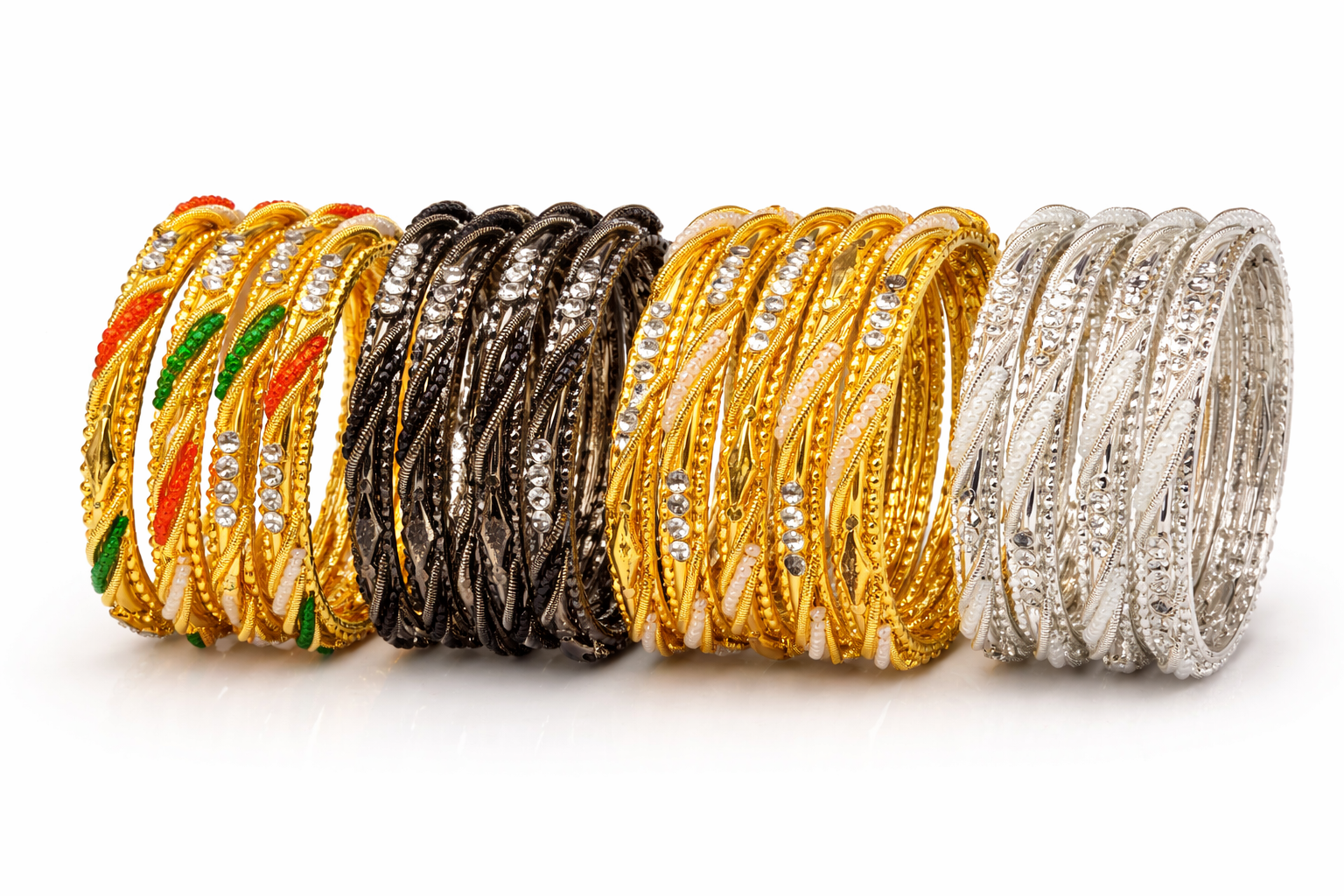 31F7DDDF-A586-432D-967E-E0764F71AB05 𝐂𝐥𝐚𝐬𝐬𝐢𝐜 𝐂𝐫𝐲𝐬𝐭𝐚𝐥 & 𝐁𝐞𝐚𝐝𝐞𝐝 𝐌𝐞𝐭𝐚𝐥 𝐁𝐚𝐧𝐠𝐥𝐞𝐬 𝐒𝐞𝐭 (𝟒 𝐏𝐜𝐬) - Image 1