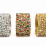 CRYSTAL STONE  BRASS BANGLE - (8 bangle)