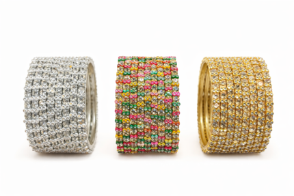 CRYSTAL STONE  BRASS BANGLE - (8 bangle)