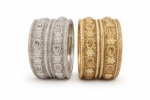 TEARDROP CRYSTAL EMBELLISHED TRADITIONAL BRASS BANGLE SET (GOLD & SILVER FINISH)